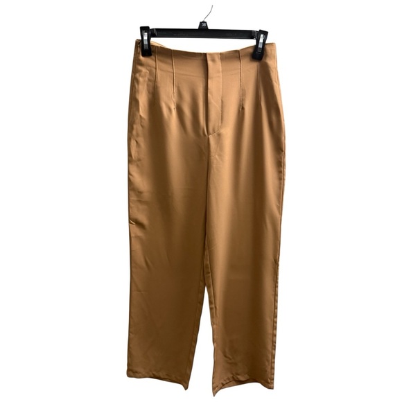 SHEIN Tan High Waist Wide Leg Dress Pants - Size 4 (Small) - Picture 1 of 3